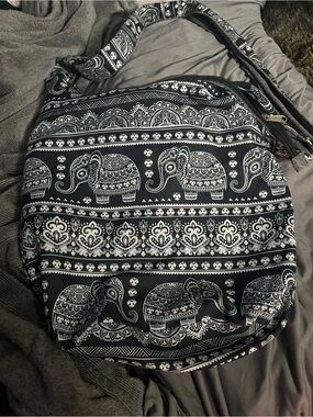 Black & White Elephant Pattern Crossbody Bag